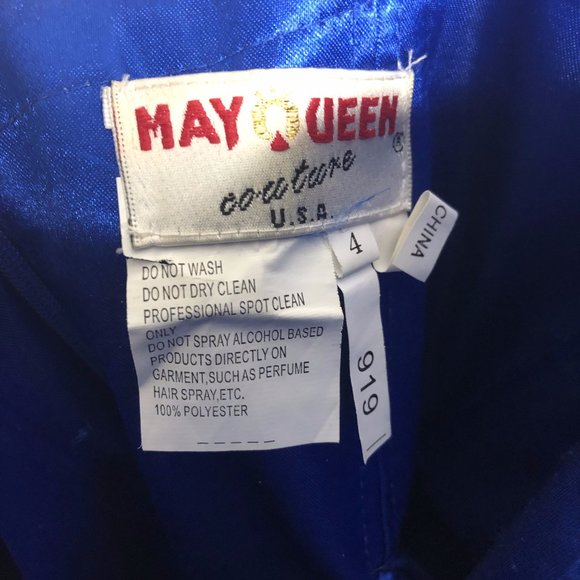 Girl’s Ruched Strapless Royal Blue Gown, May Queen Couture - Picture 6 of 9